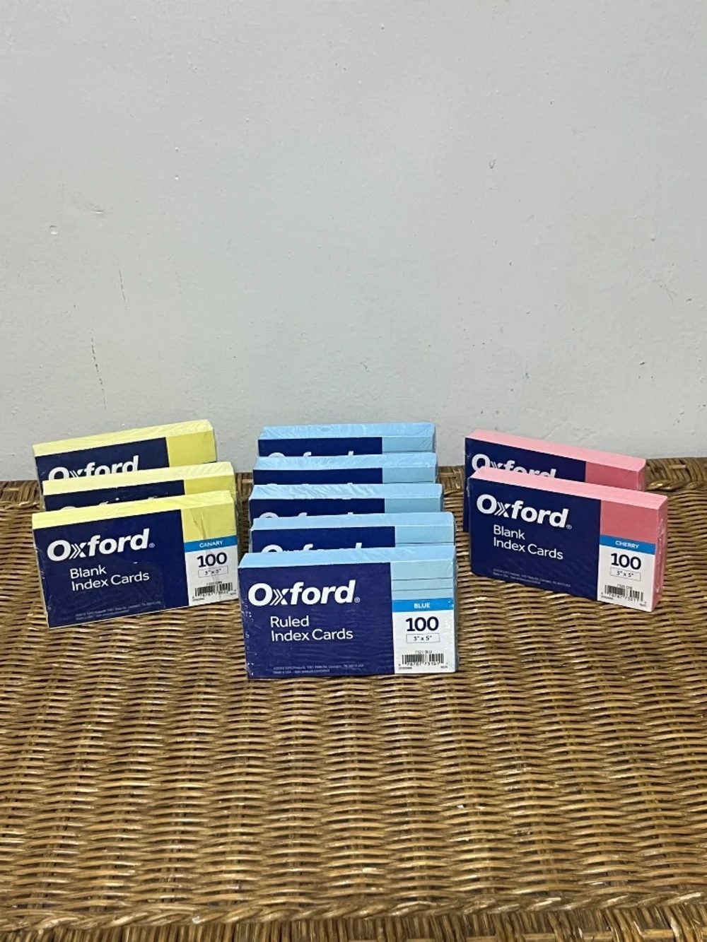 Oxford Index Cards - Blank & Ruled.  Set of 10 (3:Y, 5B, 2 P).  Sz. 3